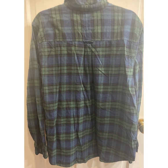 VTG Woolrich Blue & Green Plaid Flannel Button Down Shirt Large 100% Cotton XXL - Picture 9 of 9